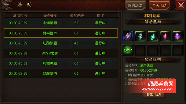 主宰传奇材料副本该如何打